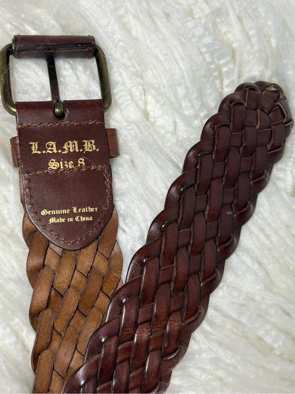 L.A.M.B. Designer 💯 Leather Braided Belt🤎🔥